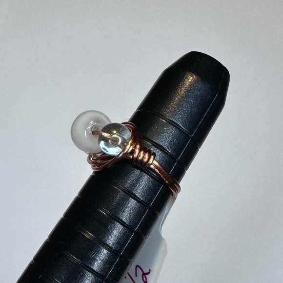 Ring cooper handmade cat eye with iridescent glass beads - Picture 8 of 10